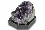 Deep Purple Amethyst Geode With Wood Base - Uruguay #275666-1